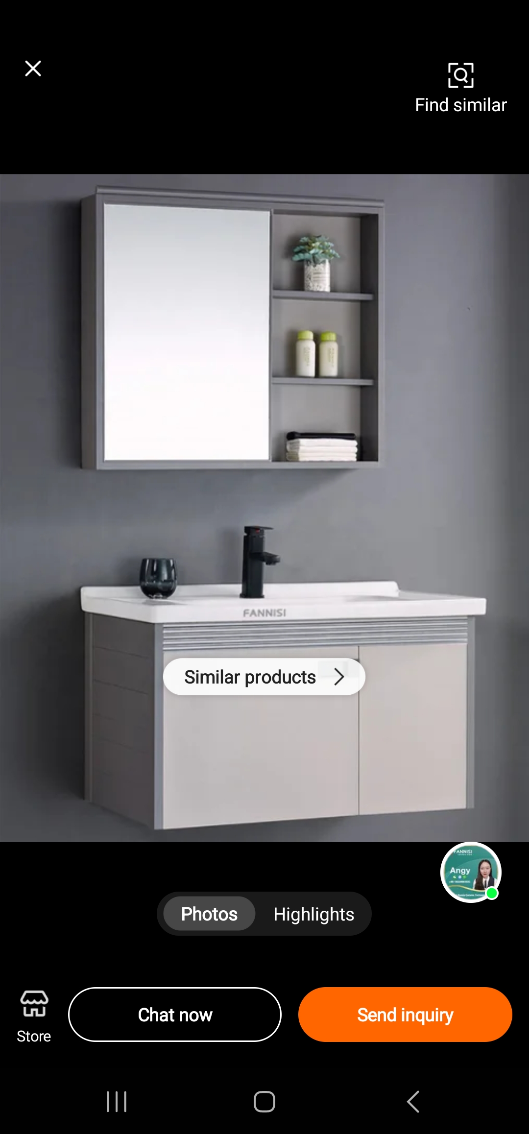 Meuble Lavabo et Miroir 80cm Beige